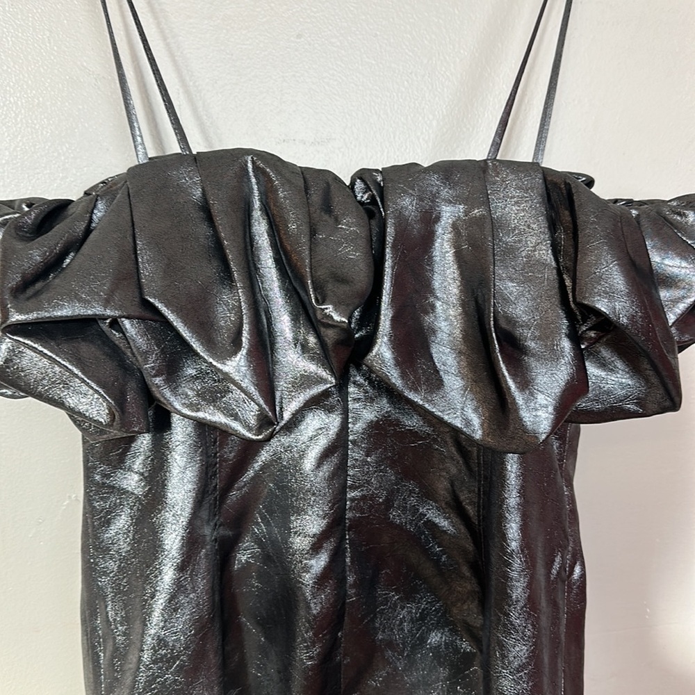 Zara Metallic Silver Ruffle Mini Dress - Picture 13 of 13